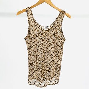 90s Sheer Leopard Animal Print Camisole Tank Top with Gold Thread Size M